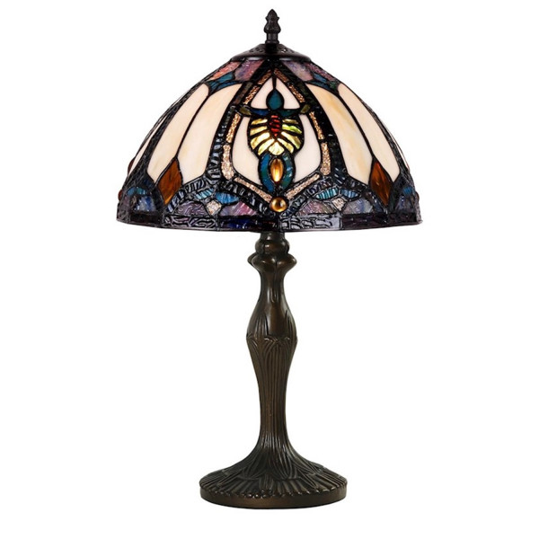 Tiffany Stil Lampe Tischlampe H 48 cm Leuchte Antik Tischleuchte Buntglas Table Lamp
