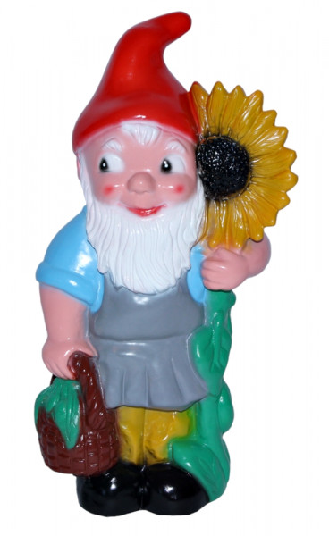 Gartenzwerg mit Sonnenblume Figur Zwerg H 31 cm Gartenfigur aus Kunststoff
