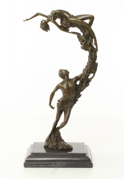 Bronzefigur Bronzeskulptur Abstrakte Kunst Figur Liebespaar Paar H 36 cm Skulptur Bronze Figur