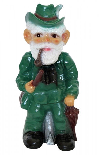 Gartenzwerg Deko Garten Figur Zwerg Förster stehend aus Kunststoff H 32 cm