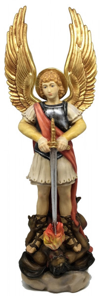 Heiligenfigur Heiliger Erzengel Michael H 15 cm Holzfigur Schutzpatron Statue aus Ahornholz