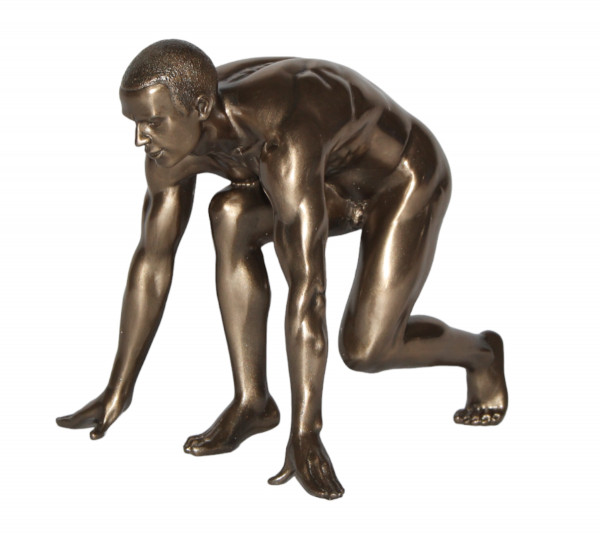 Deko Figur Body Talk Kollektion Nackter Mann kniend H 13 cm Athlet Läufer Startposition Skulptur