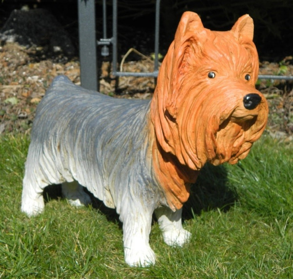 Dekorationsfigur Hund Yorkshire Terrier H 34 cm Dekofigur aus Kunstharz