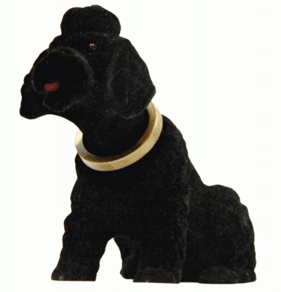 Wackel Figur Hund Pudel Wackelfigur H 13 cm schwarz klein Dekofigur mit Wackelkopf
