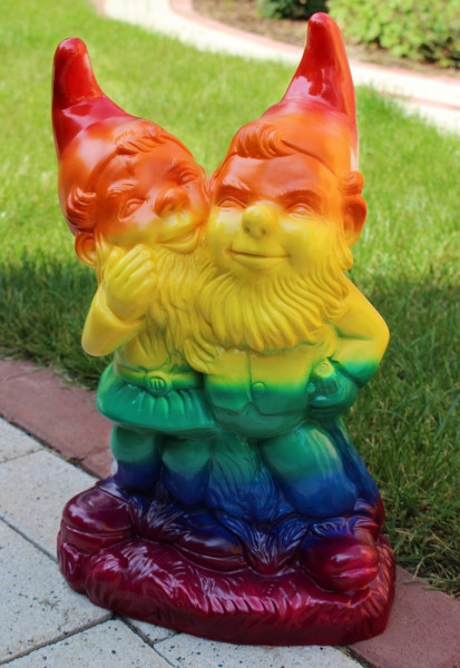 Gartenzwerg Gartenfigur Deko Zwerg Schwules Pärchen Paar Regenbogen Pride LGBTQ+ H 39 cm