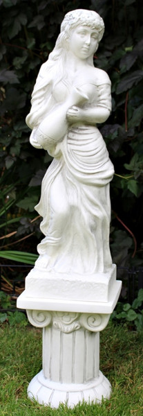 Deko Figur Statue Helena auf ionischer Säule H 106 cm Satz 2-teilig Gartenskulpturen aus Kunststoff