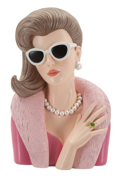 Dekofigur Büste elegante Dame Paris stillvolle charmante Skulptur Frauenbüste in Pink H 28 cm