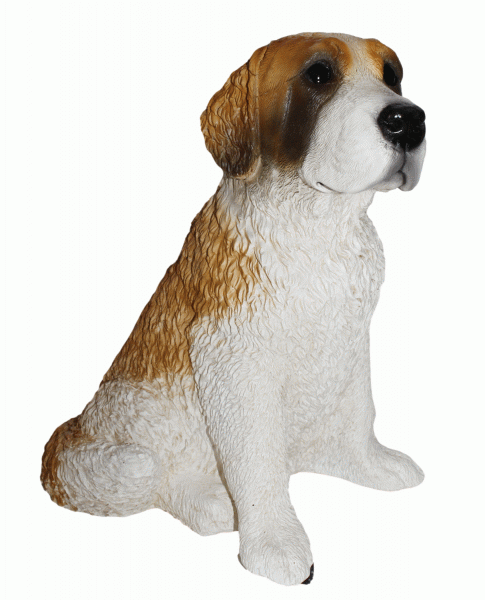 Deko Figur Hund Bernhardiner Hundefigur Saint Bernard sitzend Kollektion Castagna aus Resin H 32 cm