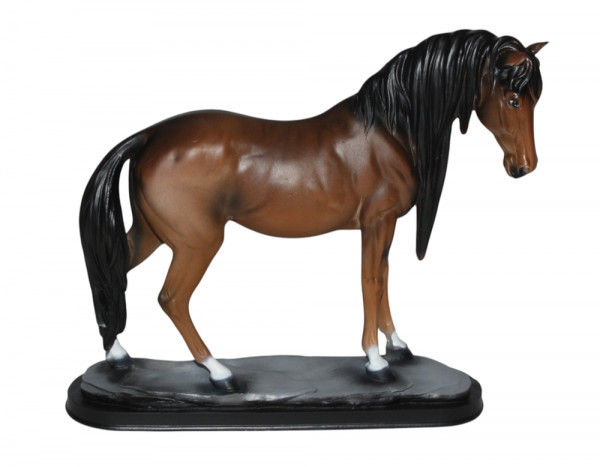 Dekorationsfigur Pferd stehend, 39 cm, dunkelbraun – Elegante Pferdefigur aus Kunstharz