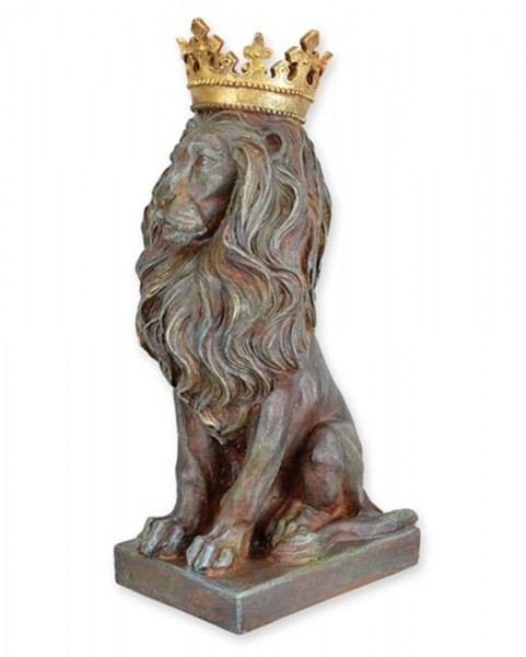 Dekofigur Löwe mit Krone Höhe 56,5 cm Figur aus Resin Dekoration Statue Skulptur