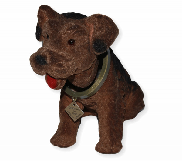 Wackel Figur Hund Airedale Terrier Wackelfigur H 20,5 cm groß Dekofigur mit Wackelkopf