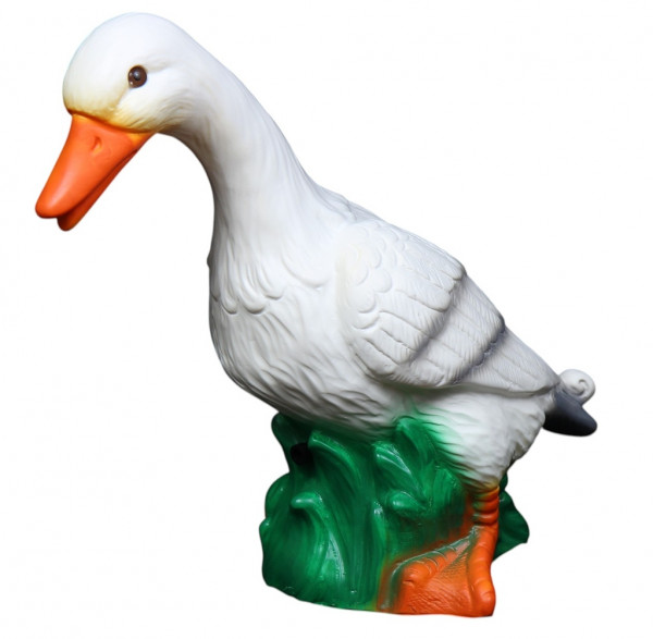 Deko Figur Ente stehend weiß H 28 cm Entenfigur mit Scherz Bewegungsmelder Schnatter Dekofigur