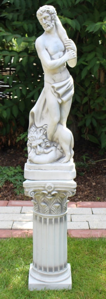 Beton Figur Skulptur Herkules auf korinthischer Säule H 109 cm Deko Statue Gartenskulptur