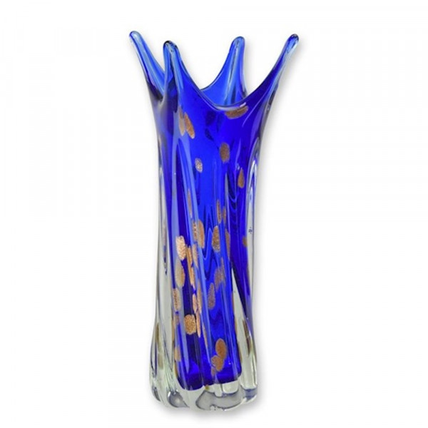 Blaue Murano Stil Vase aus Glas – Höhe 29 cm Abstrakte Dekovase bunt Glasvase