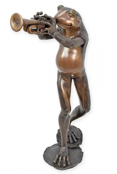 Bronzefigur Bronzeskulptur Frosch mit Trompete Wasserspeier Höhe 84 cm Figur Dekofigur Skulptur