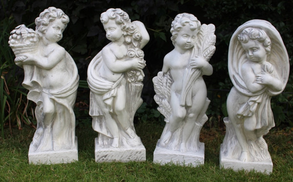 Deko Figuren Statuen Vierjahreszeiten Putten 4-er Satz H 68-72 cm Skulpturen Gartenfiguren