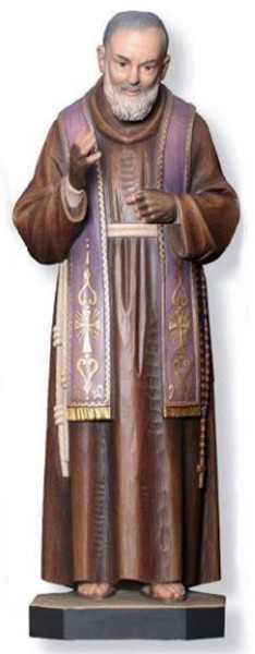 Heiligenfigur Pater Pio von Pietrelcina H 20 cm Prieser Kapuziner Holzfigur Statue aus Ahornholz