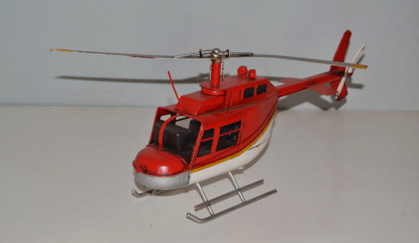 Blechmodell Nostalgie Modellhubschrauber Oldtimer Bell Hubschrauber Helikopter Modell Blech L 33 cm