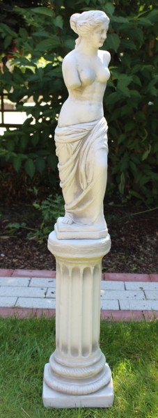 Beton Figur Skulptur Venus von Milo auf ionischer Säule H 105 cm Dekofigur Statue Gartenskulptur