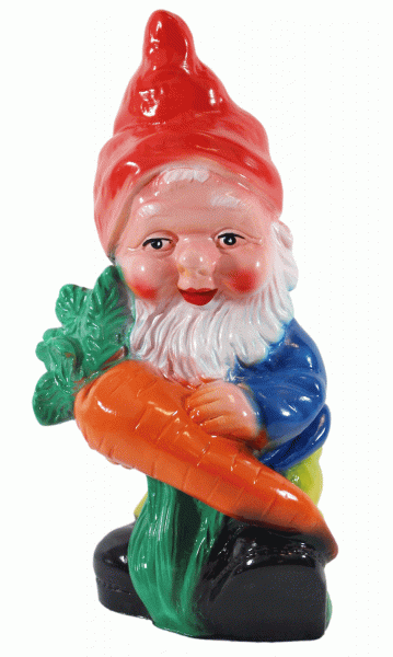 Gartenzwerg Figur Zwerg mit Karotte H 26 cm stehend Gartenfigur aus Kunststoff