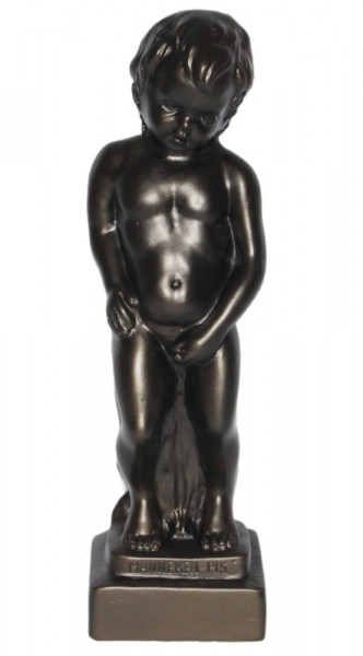 Deko Figur Statue Männeken Pis bronzefarben H 34 cm junger Bube Gartenskulptur aus Kunststoff