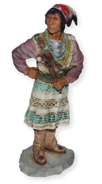 Indianerfigur Indianer Osceola Anführer der Seminolen Krieger Skulptur H 17 cm stehend