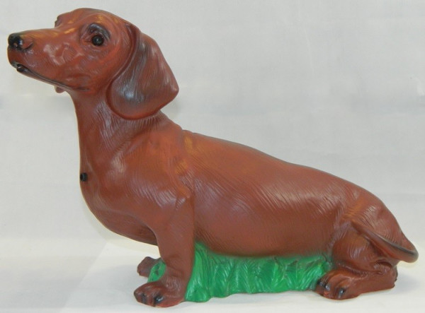 Deko Figur Hund Dackel H 33 cm mit Bewegungsmelder Wau-wau Dekofigur aus Kunststoff