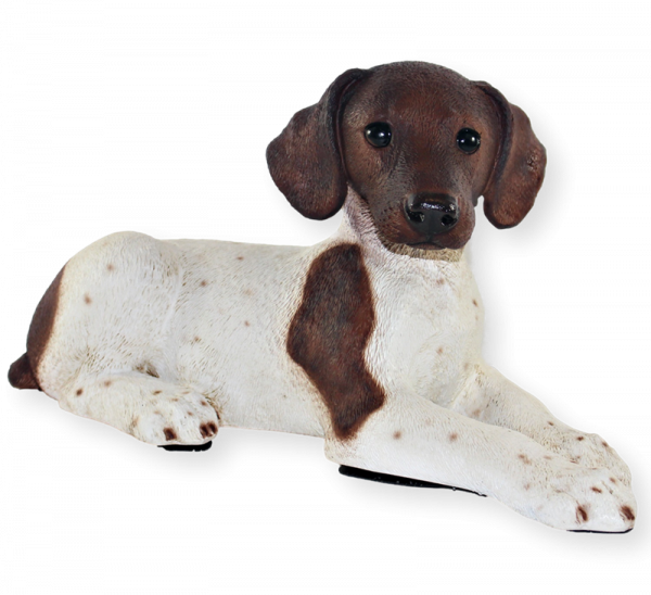 Figur Hund englischer Pointer Hundefigur liegend braun gefleckt Kollektion Castagna Resin H 18 cm