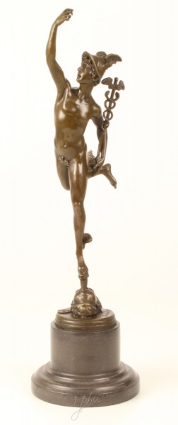 Bronzefigur Hermes H 43 cm griechische Mythologie Bronzeskulptur Bronze Figur aus Bronze
