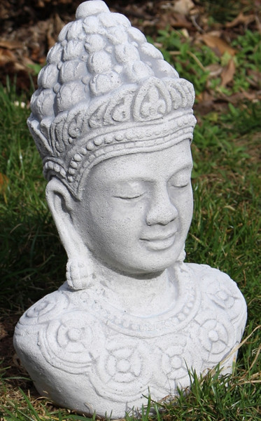 Beton Figur Statue Skulptur Buddha Büste H 29 cm Dekofigur und Gartenskulptur