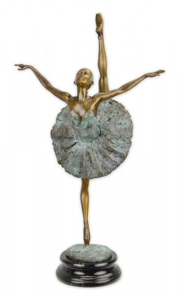 Bronzefigur Bronzeskulptur Bronze Tänzerin Ballerina H 49 cm Deko Figur Ballett Mädchen Skulptur