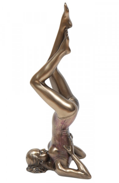 Body Talk Art Figur junge Frau Yoga 22 cm künstlerische Statue Salamba Sarvangasana in Bronze-Optik