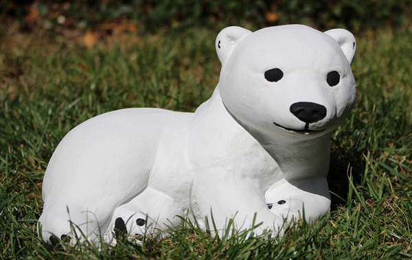 Beton Figur kleiner Eisbär Tierfigur H 16 cm Dekofigur und Gartenfigur