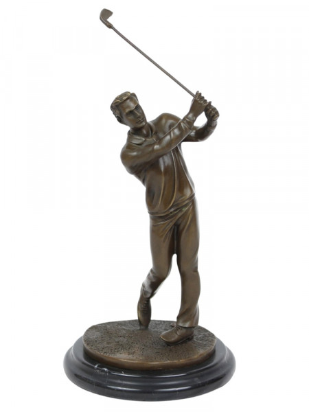 Bronzefigur Golfer kunstvolle Bronzeskulptur Golfspieler H 32,5 cm stilvolle Golf-Dekoration