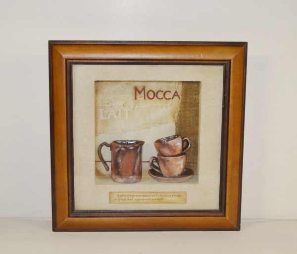 Nostalgie Bild Collagenbild Moca Kaffee Espresso Cafe Holzbilderrahmen zweidimensional Foto H 40 cm
