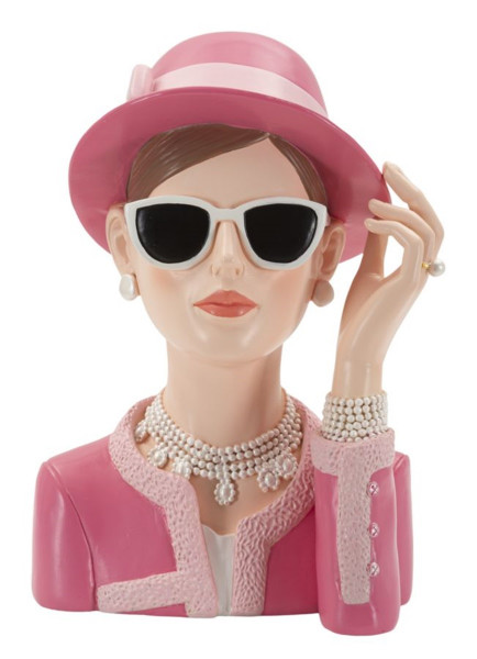 Dekofigur Büste elegante Dame Paris stillvolle charmante Skulptur Frauenbüste in Pink H 26 cm