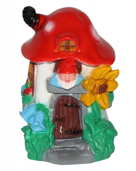 Gartenzwerg Deko Figur Zwergenhaus aus Pilz H 29 cm Gartenfigur aus Kunststoff