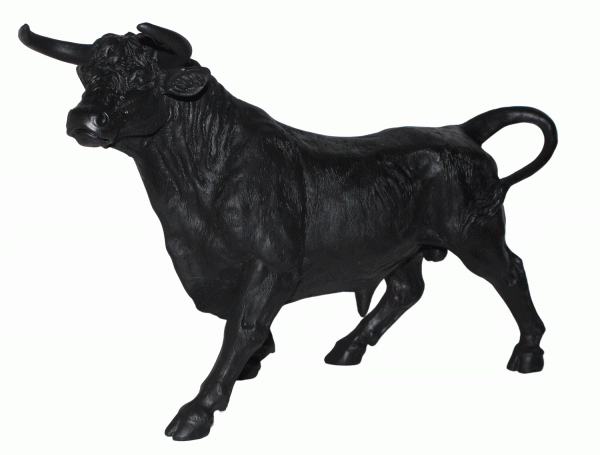 Dekofigur schwarzer Stier stehend H 27 cm Tierfigur Bulle aus Kunstharz Deko Figur Skulptur