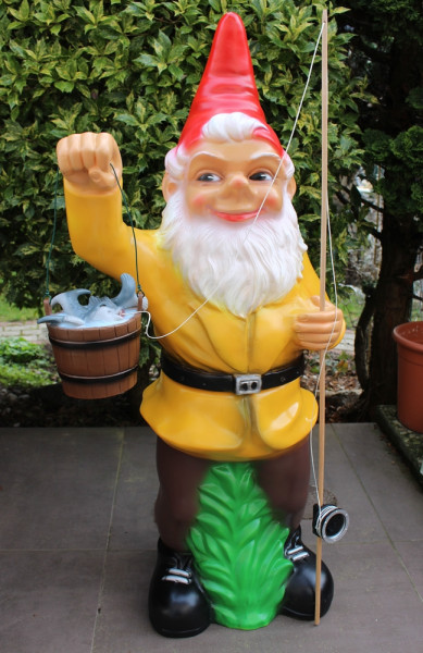 Gartenzwerg Angler Figur XXL-Zwerg stehend H 102 cm großer Deko Zwerg Gartenfigur Kunststoff