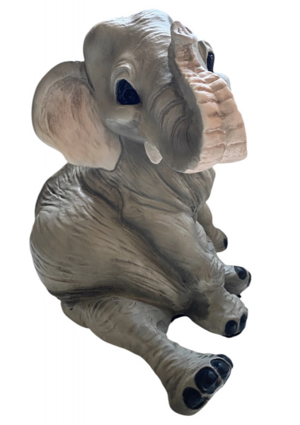 Figur Elefant Baby Elefantenfigur sitzend und lachend Tierfigur Kollektion Castagna Resin H 19 cm