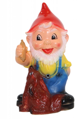 OM Gartenzwerg mit Messer im Rücken mit Bewegungsmelder pfeifen Figur