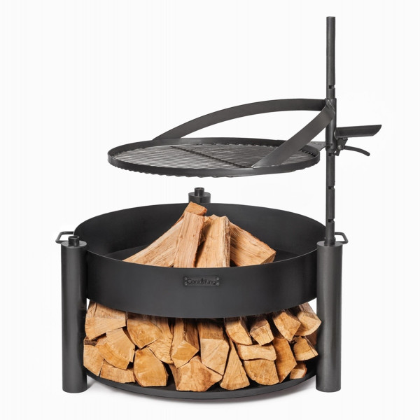 Feuerschale Montana X D 60 cm mit drehbarem Rost D 50 cm als Wärmequelle oder Grill aus Stahl