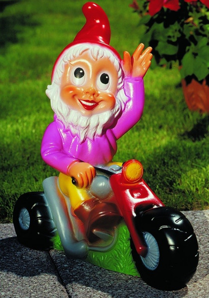 Gartenzwerg auf Motorrad Figur Zwerg H 37 cm Gartenfigur aus Kunststoff