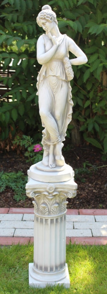 Beton Figur Skulptur Antike Frau auf korinthischer Säule H 110 cm Dekofigur Statue Gartenskulptur