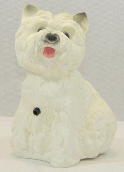 Deko Figur Hund West White Terrier Tierfigur H 22 cm Dekofigur mit Scherzbewegungsmelder Wau-wau