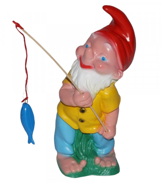 Gartenzwerg als Angler Figur Zwerg H 33 cm Gartenzwerg Gartenfigur aus Kunststoff