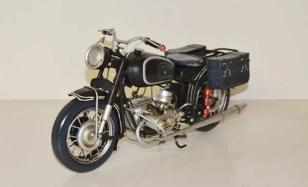 Blechmotorrad Nostalgie Modellauto Oldtimer Marke BMW R 60 Motorrad Zweirad aus Blech L 31 cm