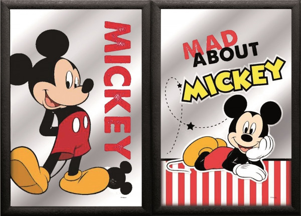 Set: 2 Spiegelbilder Mickey Mouse 20x30 cm Kinderzimmer Deko Bild Wandbilder