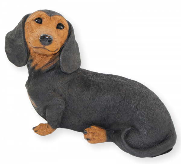 Dekofigur Hund Dackel Dachshund Welpe Hundefigur sitzend Kollektion Castagna aus Resin H 20 cm