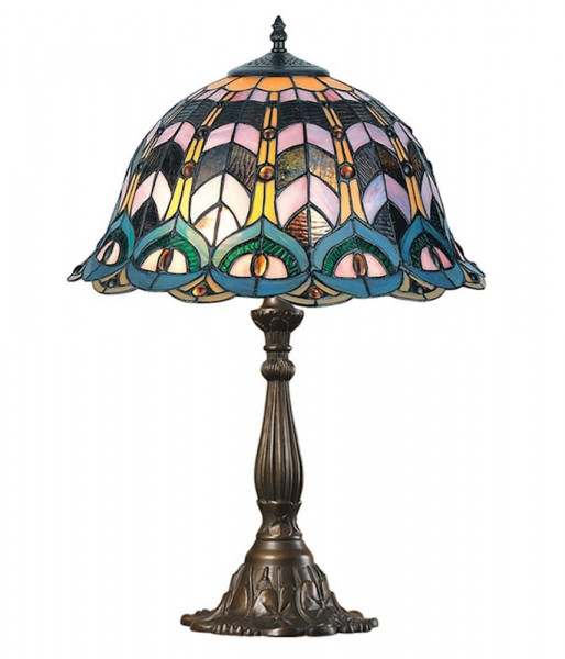 Tiffany Stil Lampe Tischlampe Blau H 61 cm Leuchte Antik Tischleuchte Buntglas Table Lamp
